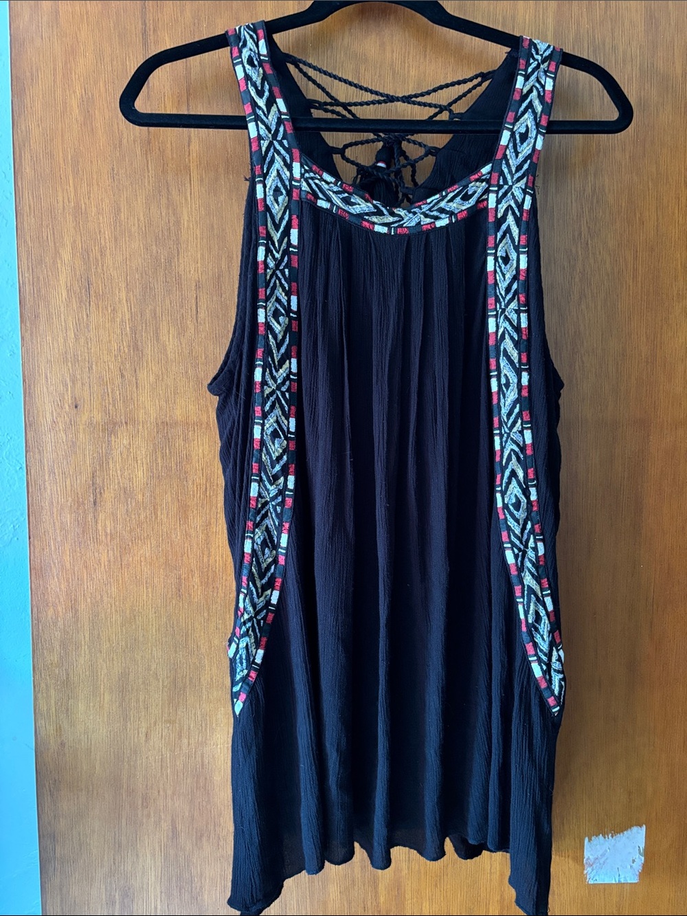 torrid Black Embroidered Boho Camisole with Red and Cream Accents - Picture 3 of 5